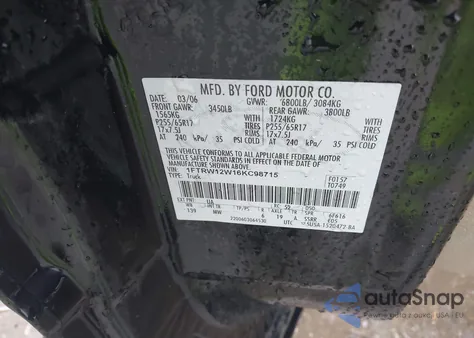 2006 Ford F-150 Xlt from USA, damaged, VIN 1FTRW12W16KC98715